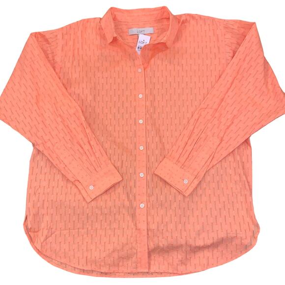 NWT LOFT Peach Relaxed Button Down Shirt - SMALL - Picture 2 of 8